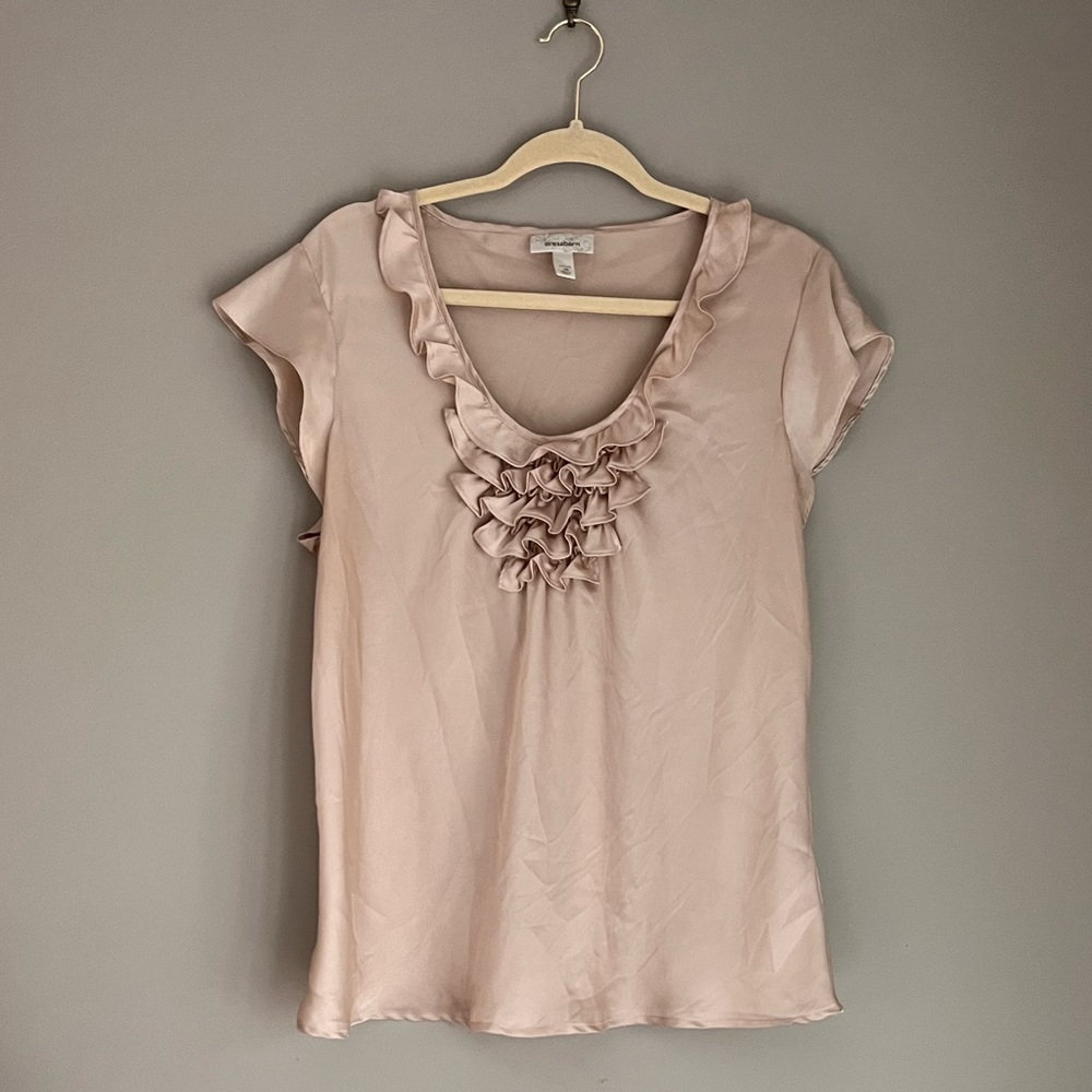 ‼️BOGO SALE‼️ Dress Barn Tan Ruffle Front Flowy Blouse